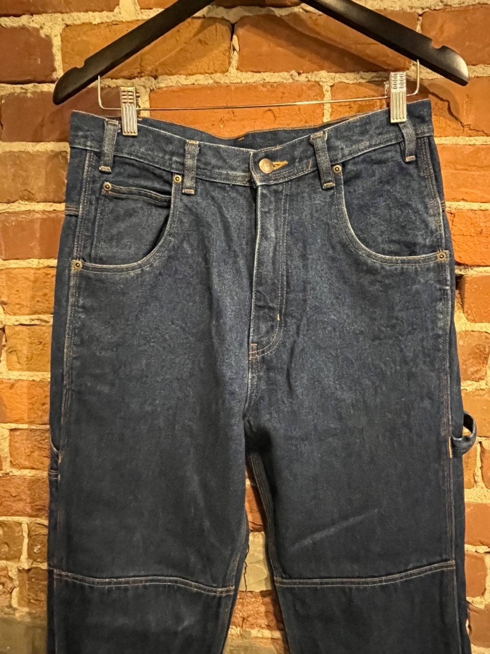 Vintage 90s USA Dark Denim Wide Leg Cargo Jeans - Picture 4 of 5